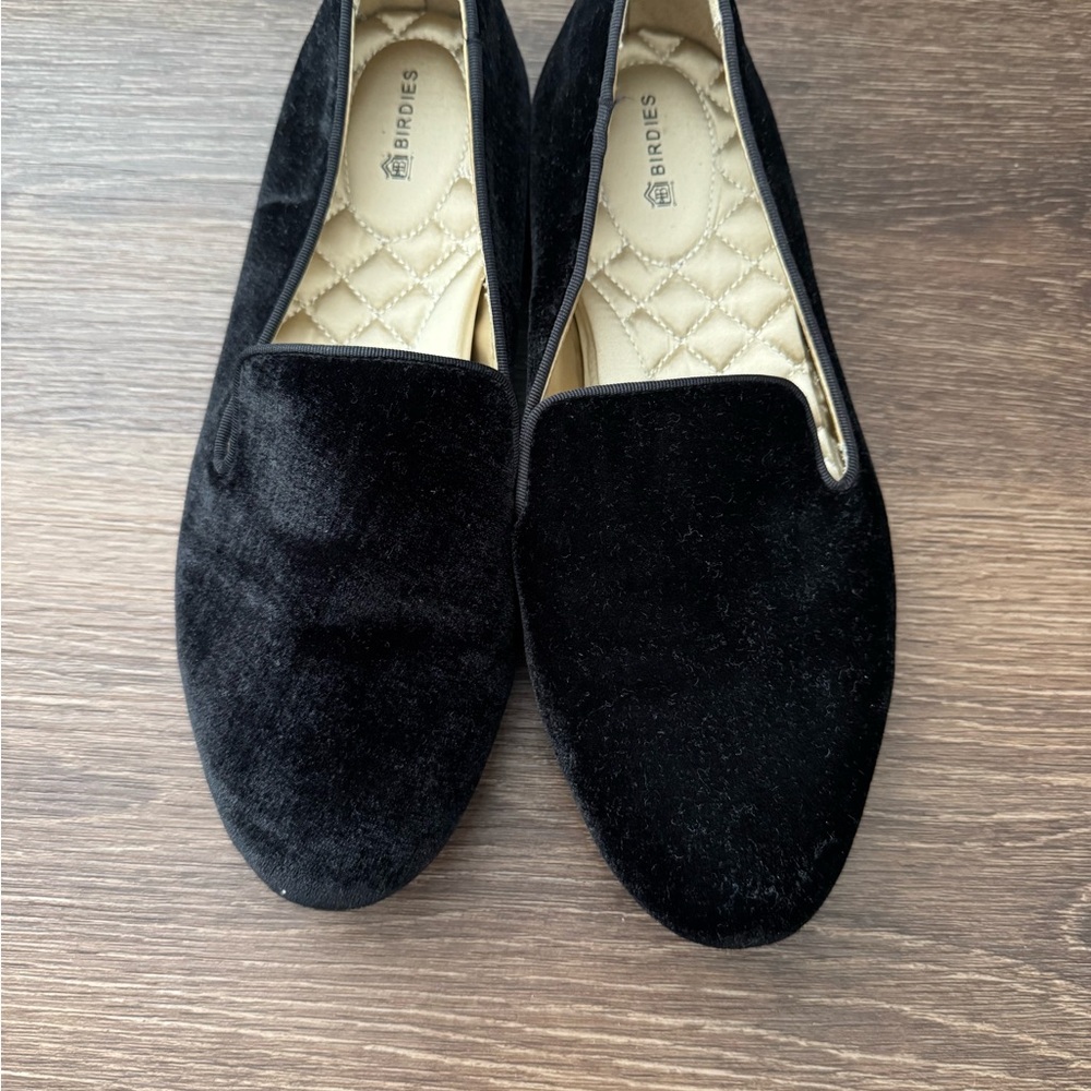 Birdies Black Velvet Loafers